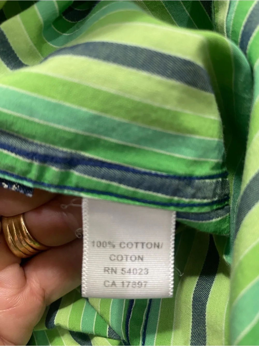 Banana Republic Green and Blue Striped Button-Down Shirt